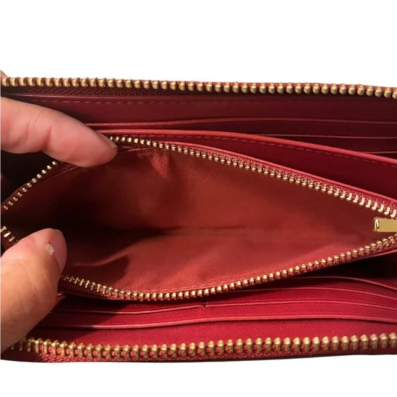 Coach Red/Wine Signature Coates Canvas Zip Wallet - Picture 13 of 13